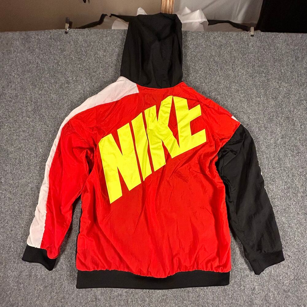 Nike Sportswear Full Zip Hooded Windbreaker Jacket Black Red Kids Boys‎ Size XL - Picture 4 of 10